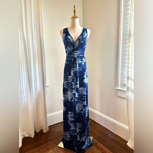 BCBGMaxAzria Blue and White Maxi Dress